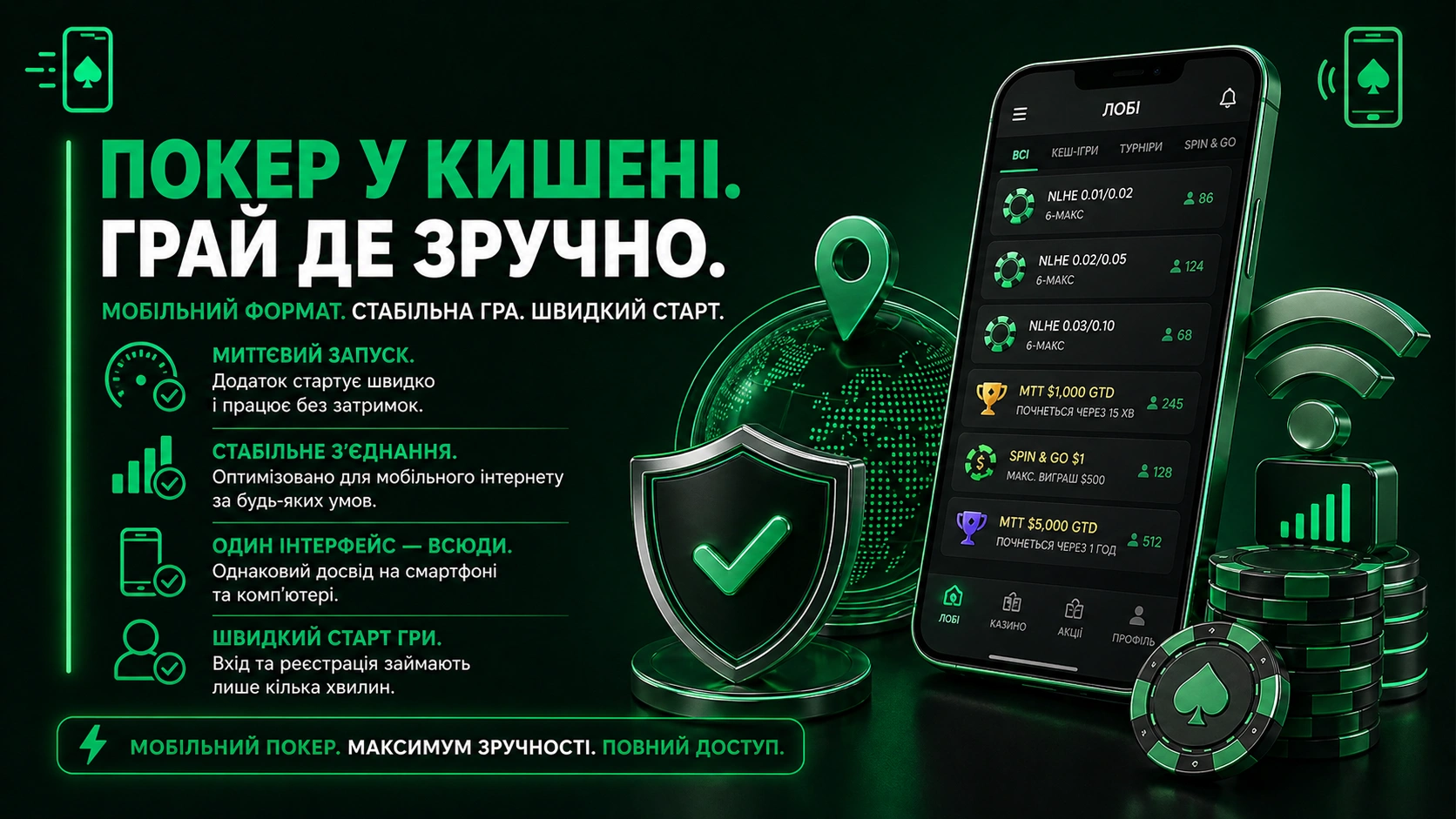 BCPoker мобільний покер Україна грати онлайн зі смартфона стабільна гра швидкий старт зручний інтерфейс poker app